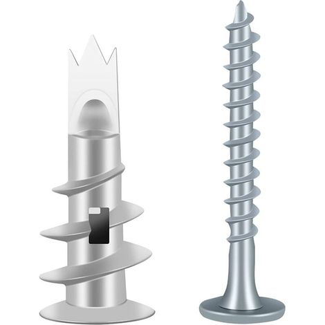 100PCS Metal Screws and Anchors, Plasterboard Anchor, Self Drilling Anchor, Plasterboard Anchor with Screw, Plaster Tile Anchor, for DIY Plasterboard Fixings (1/5)
