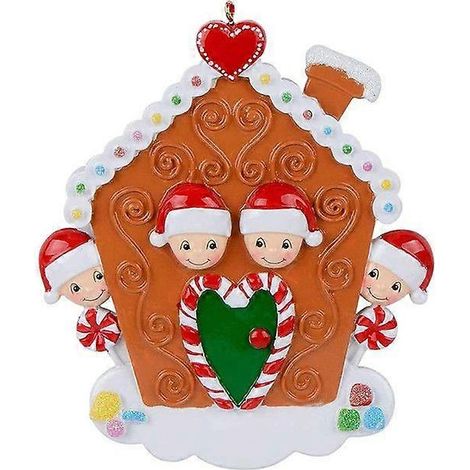 Décorations de Noël en résine, bonhomme de neige et famille, à suspendre au sapin, pour la maison, pour 4 personnes. Ornements de Noël et cadeaux du Nouvel An. (1/5)