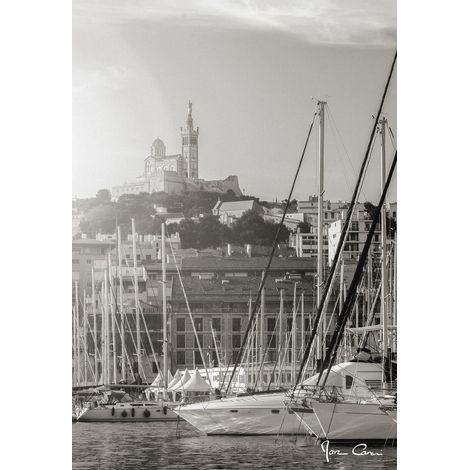 Tableau sur toile port et Notre-Dame de la garde 45x65 cm - Impression sur Toile Murale Décorative - Image imprimée en HD sur Toile - Toile sur Châssis en Bois FSC - Fabriqué en France (1/4)