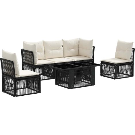Set Divano da Giardino 6 pz Nero polyrattan vidaXL (1/5)