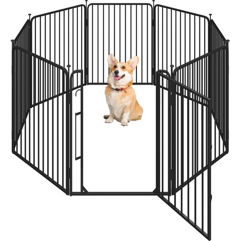 Yaheetech Recinto per Cani 8 Pannelli 80 cm da Interno da Esterno, Cancelletto Box per Cani Gatti, Cancello Barriera Pieghevole in Metallo per Casa Giardino (1/5)