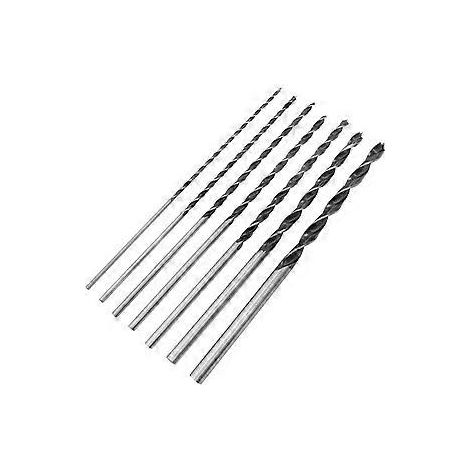 Ensemble de 7 forets à bois de 300 mm, forets hélicoïdaux extra longs en acier au carbone de 4 à 12 mm, forets hélicoïdaux à trois pointes pour le travail du bois (1/4)