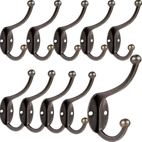 10 Pcs Vintage Wall Mounted Coat Hooks Unique Metal Hat Hooks Retro Stainless Steel with Screws for Home Coat Rack Bathroom Kitchen (Copper)