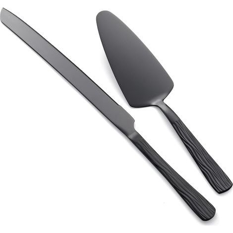 Stainless steel cake cutting utensil set, including a 33cm cake knife and a 23.6cm cake server. Suitable for weddings and birthdays. (1/5)