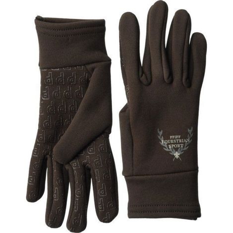 Gants D'équitation - Hiver - Polyamide Dos Polyester Paume - Marron - Taille L - 1 Paire