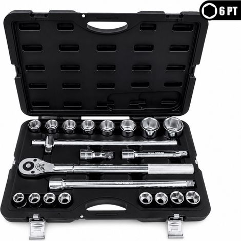 Set Bussole 21 Pezzi 3/4 6 Punte Professionale, Chiavi a Bussola in Acciaio (1/5)