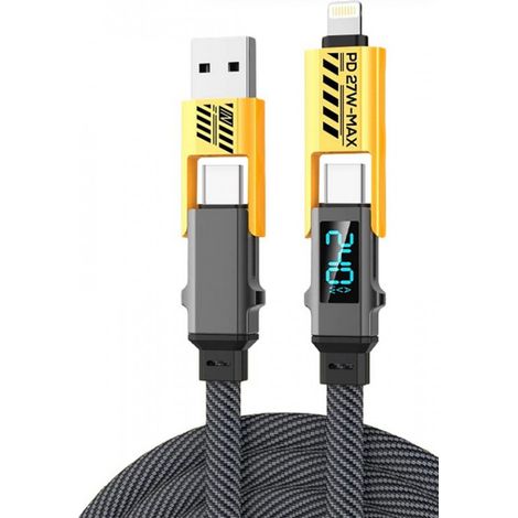 Câble USB-C vers USB-C 240 W avec affichage – Câble de charge 4 en 1 – Charge rapide PD 3.1 – Nylon tressé – Indicateur de charge LED – Compatible iPhone, Samsung, MacBook et ordinateurs portables – J (1/5)