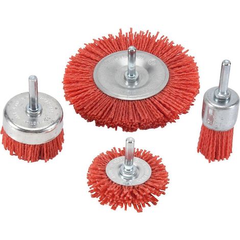 Kit de 4 brosses abrasives à filament de nylon pour perceuse et outil rotatif, diamètre 1/4 pouce. (1/4)