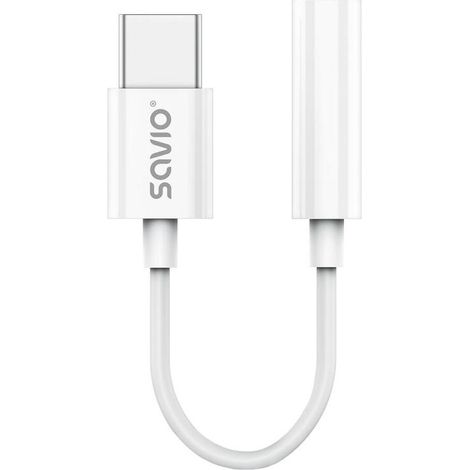Adaptador USB-C a Jack 3.5 mm Savio AK-51 Blanco 11 cm (1/3)