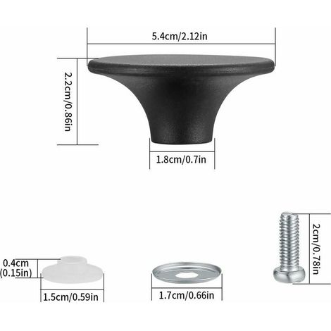 Set di 4 pomelli per coperchi di pentole, pomelli universali per pentole da cucina in resistente acciaio inossidabile - Nero (1/4)