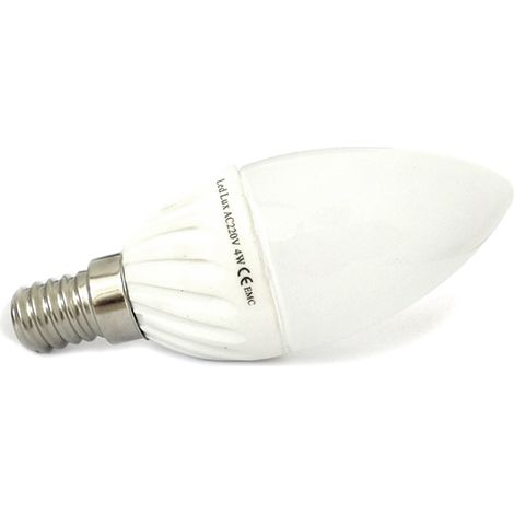 Lampada A Goccia Led E14 Candela Oliva 4W=45W 220V Bianco Neutro 4000K Base Ceramica