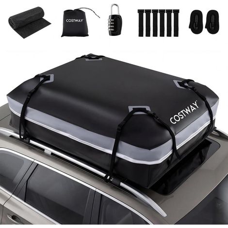 Box da tetto per auto da 450 litri, in PVC impermeabile, con tappetino antiscivolo e serratura.