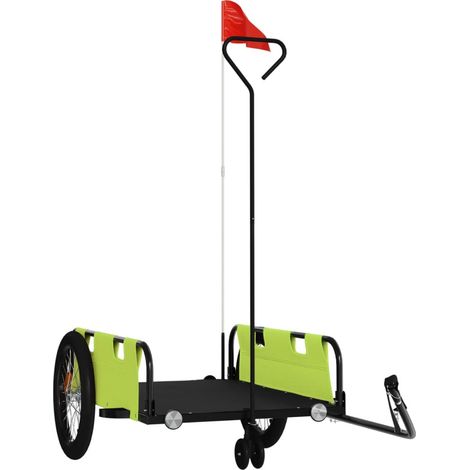 Remorque de vélo vert et noir tissu oxford et fer (1/5)