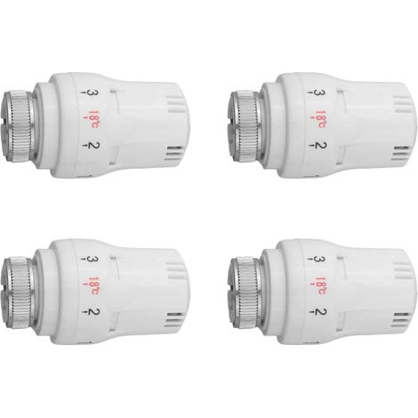 Lot de 4 valves thermostatiques pour radiateur M30 x 1,5 - Tête de contrôle de température avec 5 niveaux réglables - Construction en alliage et plastique - Énergie antigel