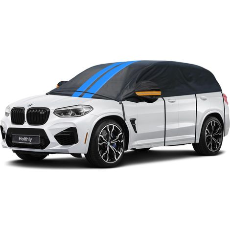 Demi Bache Exterieur SUV Demi Housse de Protection Voiture Exterieur Toute Saison Bache mi Couvrante Voiture Contre Pluie Soleil Neige Poussière pour SUV 4x4 et Break Jusqu'à 510 cm H5 (1/5)