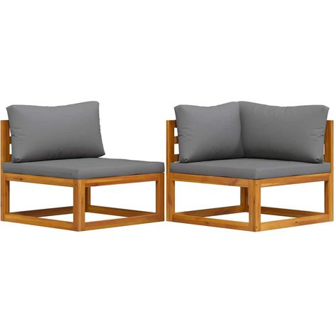 vidaXL Set Divani da Giardino 2 pz con Cuscini Grigio Scuro in Acacia