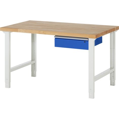 Rau Werkbank höhenverstellbar 7001A1, B1500xT900xH790-1140mm, 1x Schublade-TA (1/5)