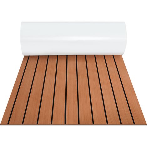 Randaco Tappetino per ponte in EVA Tappetino per barca in schiuma Tappetino per ponte in teak Finta barca 1X Strisce 2400x900x5mm Marrone (1/5)