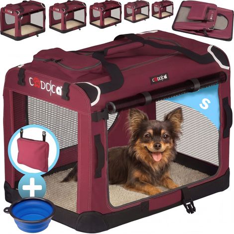 CADOCA® Hundetransportbox faltbar Katzentransportbox Transportbox Autobox Hundebox Box versch. Größen Farbwahl  S - Dunkelrot