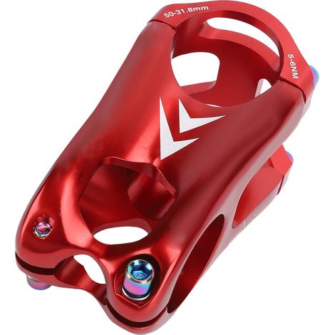 Potence de vélo usinée CNC en alliage d'aluminium haute résistance, 50 mm, pour guidons de 28,6 mm et 31,8 mm de diamètre, rouge (1/5)