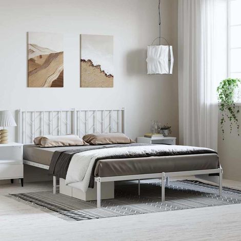vidaXL Estructura cama sin colchón con cabecero metal blanco 150x200cm (1/5)