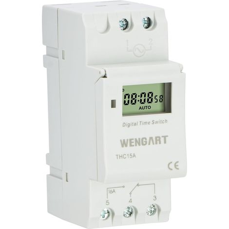 Interrupteur Horaire Digital THC15A 12V AC/DC - Programmable Hebdomadaire (28 Groupes) - Sortie Contact Sec Sans Potentiel Montage sur Rail DIN Idéal pour Solaire,Camping-Car et Arrosage Blanc (1/5)