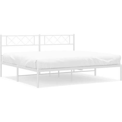 Maison Exclusive - Bettgestell mit Kopfteil Metall Weiß 200x200 c