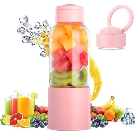 blender Portable (rose), Juicer Cup Avec 450ml 6 Lames Sans Bpa Pour Sport Et Voyage, Mixeur Blender Mini Pour Smoothie Et Milk-shake, Nol Cadeau (1/5)