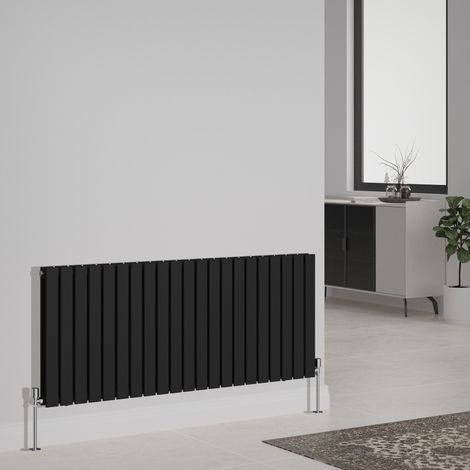 Designer Radiator Flat Panel Central Heating Rads Horizontal Double 600x1428mm Black (1/3)