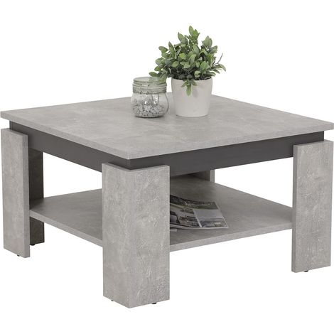 Hela Tische, Tim - Tavolino quadrato da divano, materiale a base di legno rivestito in melammina, bordo colorato, effetto cemento/antracite, 68 x 68 x 41 cm (1/3)