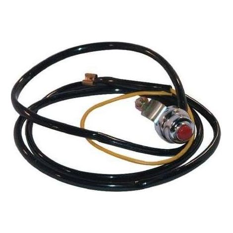 Interrupteur à poussoir 12V – Acier chromé – Bouton rouge en plastique – Avec support de fixation et câble pour motoculteur, tondeuse, tracteur