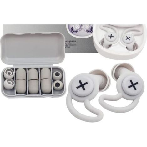 Tapones para los oídos, grises, de silicona reutilizables y lavables, para dormir, reducir el ruido y proteger los oídos -Crezuo