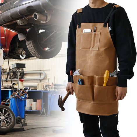 Tablier multifonction imperméable en toile cirée, idéal pour la cuisine au barbecue. (1/5)