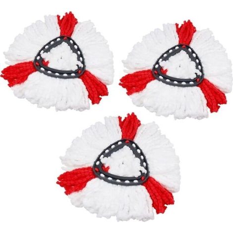 Replacement mop head, microfiber mop head refills compatible with the triangular turbo mop (3 red pieces) (1/5)
