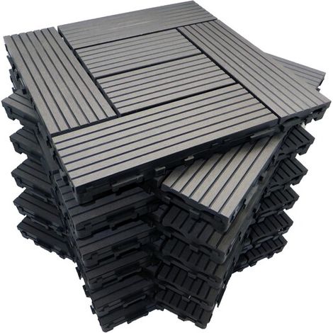 Pack 1m² losetas composite gris carbono (11 piezas 30x30 cm) para terraza