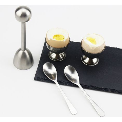 Coupe-œuf Newly Hard & Soft Bouillie Oeuf Outil séparateur d'œufs, Cutter, Oeuf Coque Remover, Oeuf Cracker- Incluent Cuillères et tasses – Coque Remover et cutter Egg Topper Set (1/3)
