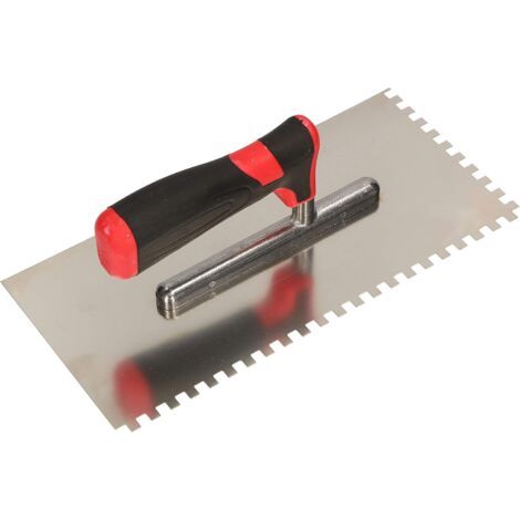 Truelle de lissage en Acier Inoxydable 270 x 128 mm avec Denture 6 x 6 mm pour Pose de carrelage, Disque de lissage, poignée Souple-NANOTEH (1/5)