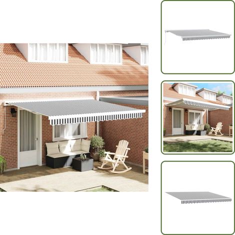 Markise Einziehbar Anthrazit und Weiß 4x3 m Stoff und Aluminium - Gartenmarkise - Terrassenmarkise - Sonnensegel - Outdoor Möbel - Alu-Markise (1/5)