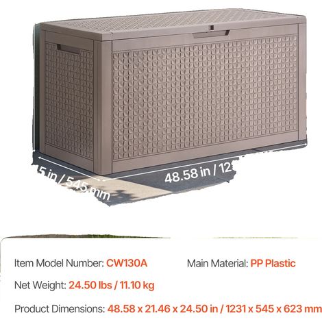 Caja de almacenamiento, material PP impermeable, sistema de cierre seguro, 100 galones (1/2)