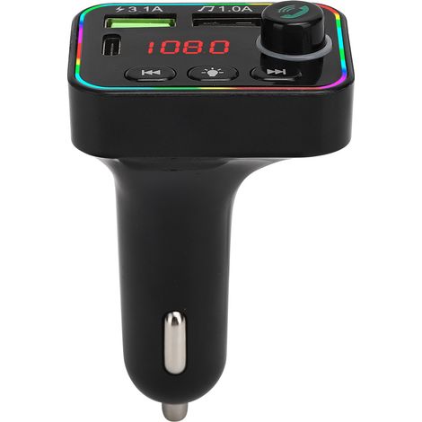 Émetteur FM Bluetooth F4 pour Voiture, Chargeur USB et Lecteur MP3 avec Éclairage LED Multicolore (1/5)