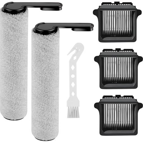 Accessoires Compatibles Tineco Floor One S7 Pro, Tineco S6, Tineco S7 Pro : 2 Rouleaux-Brosse + 3 Filtres HEPA + 1 Brosse de Nettoyage – Produit Tineco pour Aspirateur Eau et Poussière Sans Fil (1/5)