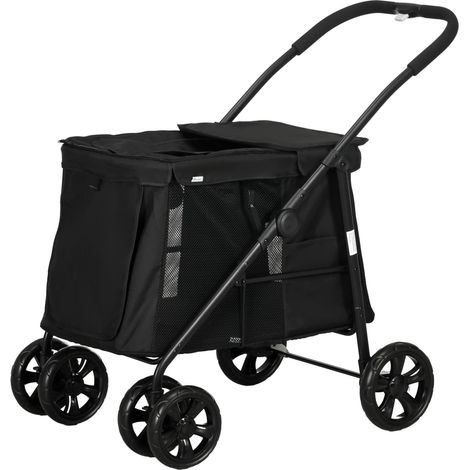 Remorque 3 en 1 pour chien, niche et remorque cargo, remorque vélo pour chien avec réflecteurs pour petits chiens jusqu'à 10 kg, gris Oxford (1/5)