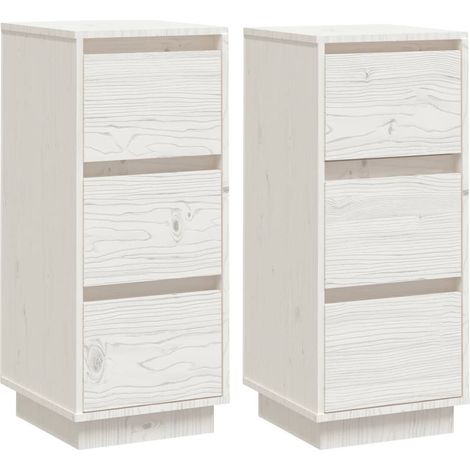 GBLY Sideboards 2 Stk. Weiß 32x34x75 cm Massivholz Kiefer (1/5)