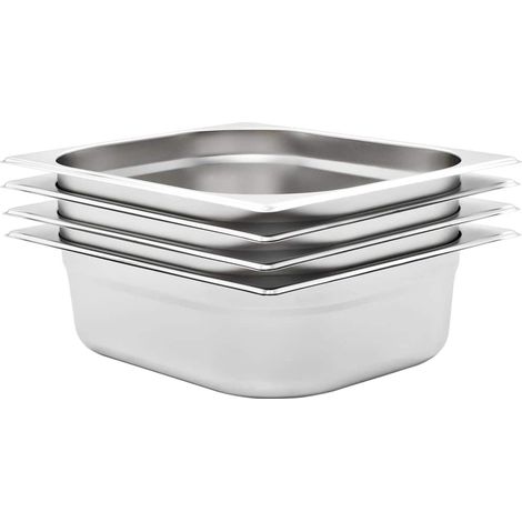 vidaXL Bandejas Gastronorm 4 unidades GN 1/2 100 mm acero inoxidable (1/5)