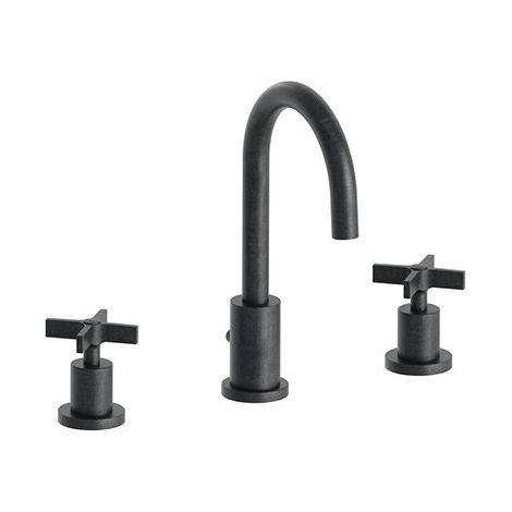 Mélangeur pour Lavabo 3 Trous + Vidage Chromé Noir Brossé CROSS ROAD - CRISTINA ONDYNA CR20575