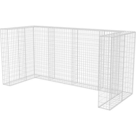 Cadre de gabion de poubelle triple Acier 250 x 100 x 120 cm