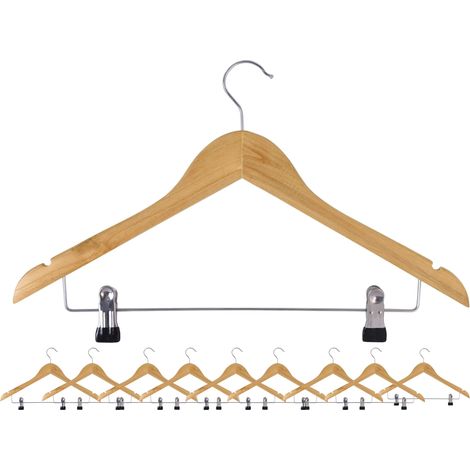 Henryk Holzkleiderbügel mit Clips, 10 Stück