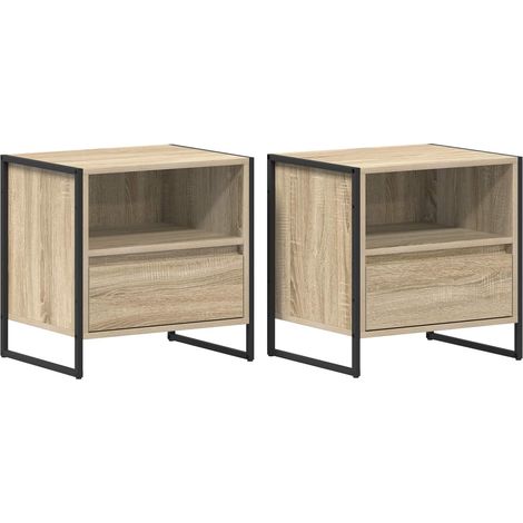 Maison Exclusive - Mesa de Noche con cajón 2 pcs Sonoma 50 x 39,5