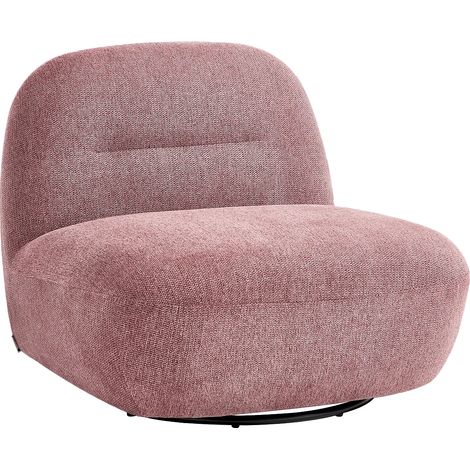 Fauteuil pivotant en tissu texturé rose POZETI (1/5)