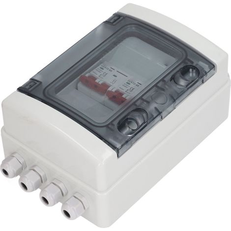Boîte de distribution DC 2 entrées 2 sorties, interrupteur-sectionneur solaire PV étanche IP65, protection UV, 500V 63A, coffret de coupure photovoltaïque extérieur. (1/5)